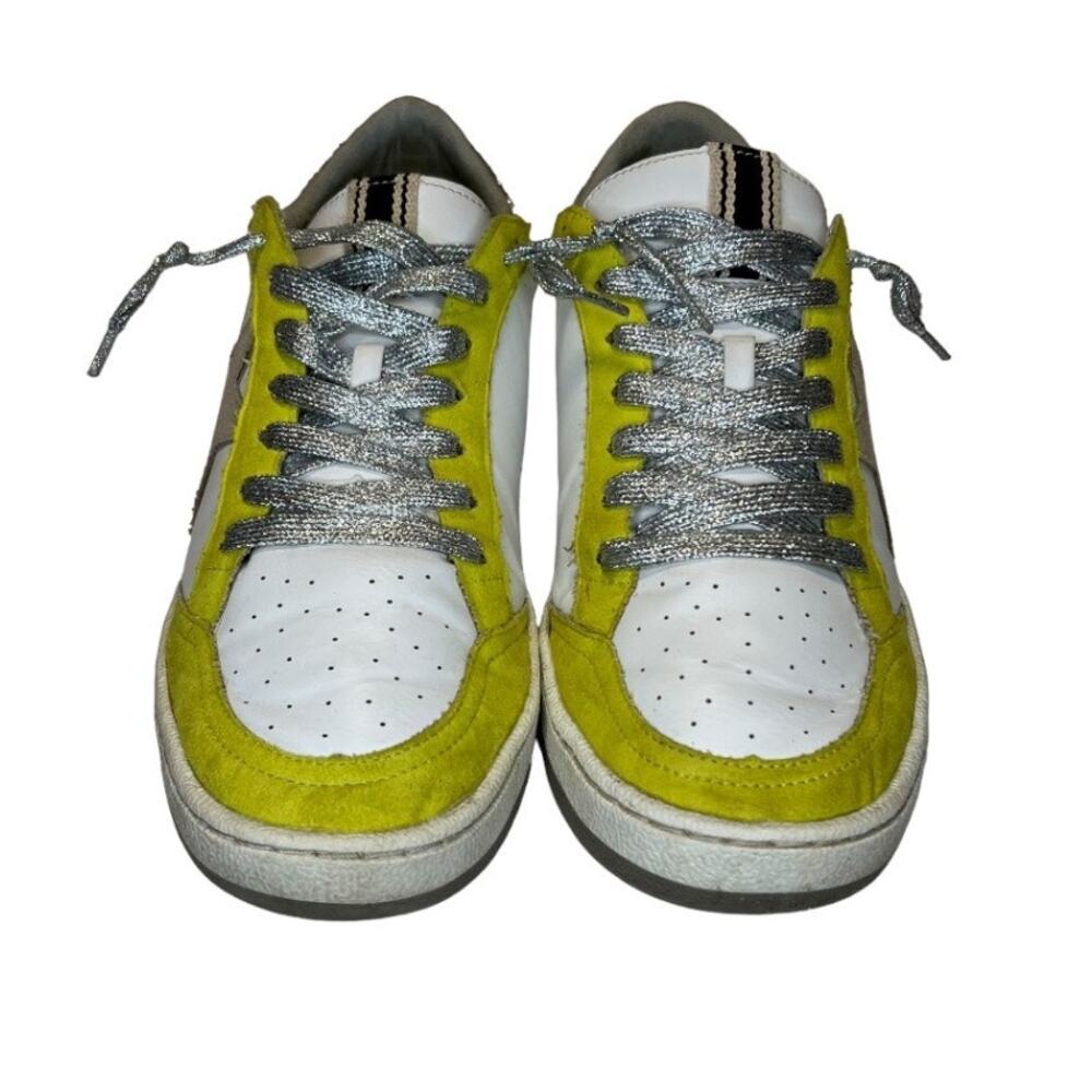 SHU SHOP, Paz low-top sneakers White & Lime green w glitter star silver laces,10 - Picture 3 of 13